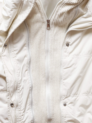 Ecru kapitalna przejściowa bomberka kurtka damska z kapturem 