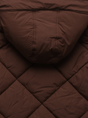 Brązowa zimowa długa kurtka płaszczyk