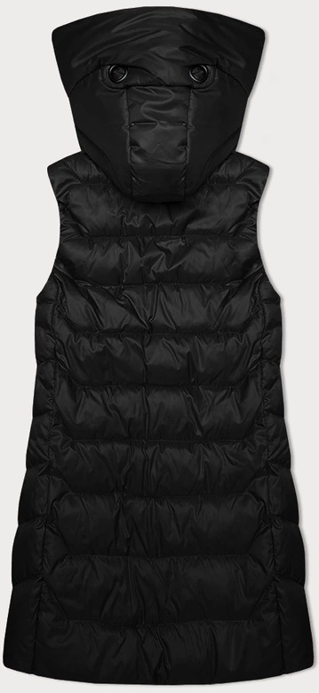 Czarny świetny damski bezrękawnik kamizelka z odpinanym kapturem PLUS SIZE