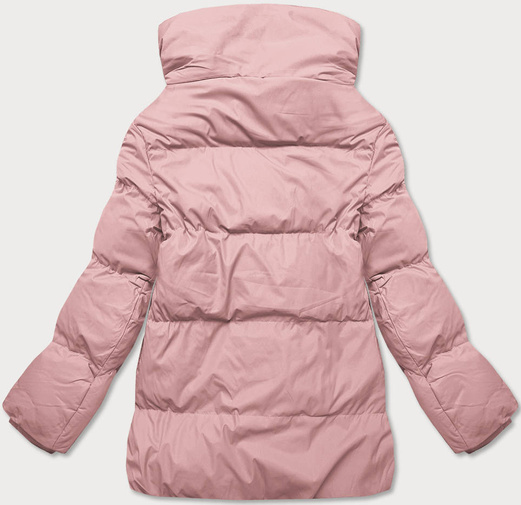 Różowa zimowa pikowana kurteczka z kołnierzem