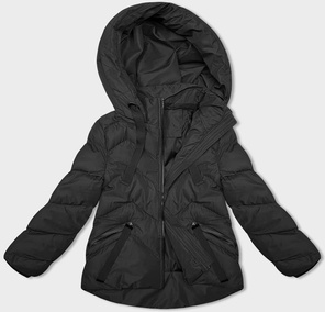 Czarna pikowana kurtka z kapturem
