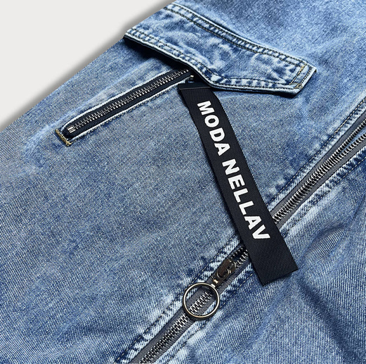 Luźna damska jeansowa kurtka/narzutka niebieska (pop7030-k)