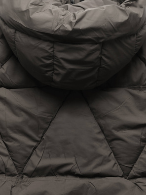 Czekoladowa damska pikowana kurtka z unikalnym kapturem