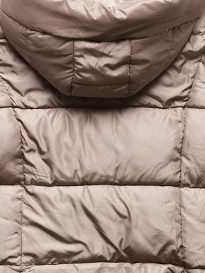 Ciemnobeżowa fantastyczna damska zimowa kurtka z kapturem