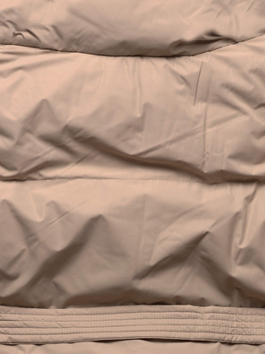 Ciemnobeżowa długa zimowa kurtka płaszczyk z kołnierzem