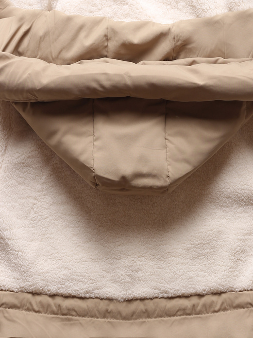 Beżowa ecru kapitalna kurtka z łączonych materiałów