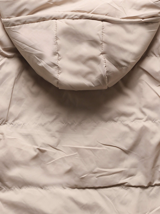 Beżowo czarna dwustronna damska kurtka przejściowa z kapturem