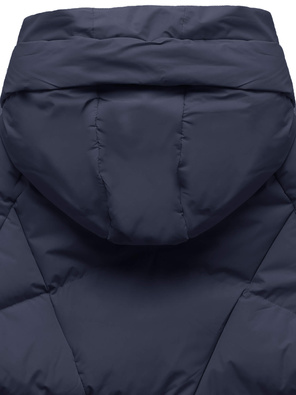 Granatowa kapitalna pikowana zimowa kurtka