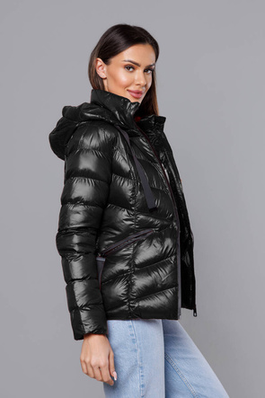 Czarna lux zimowa pikowana kurtka