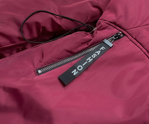 Bordowo beżowa przejściowa kurtka parka z kapturem