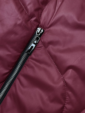 Bordowa dwukolorowa wyszczuplająca przejściowa genialnie pikowana kurtka plus size