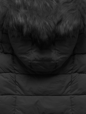 Czarna dwukolorowa damska kurtka pikowana z kapturem