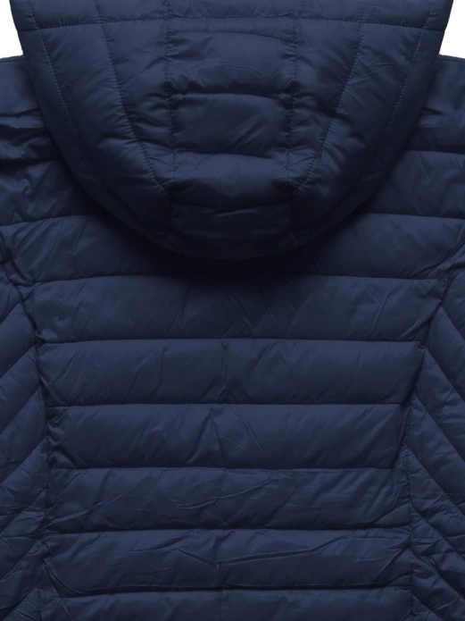 Granatowa modna kurtka pikowana z kapturem