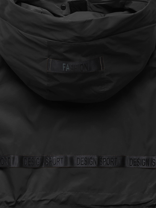 Czarna genialna damska przejściowa kurtka parka z kapturem