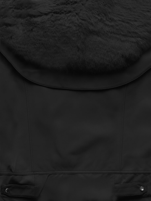 Czarna skórzana damska krótka kurtka futerko