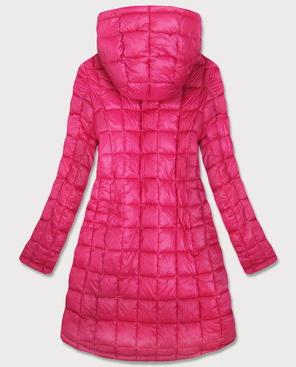 Grafitowo-różowa przejściowa dwustronna damska kurtka z kapturem