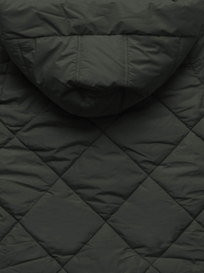 Army pikowana w karo damska kurtka płaszczyk zimowy z kapturem