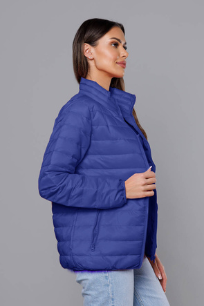 Granatowa urocza kurtka pikowana ze stójką