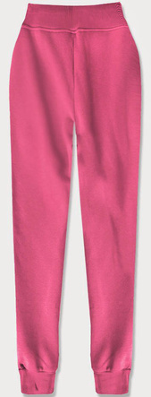 Różowe damskie dresowe spodnie casualowe z kieszeniami i ściągaczem