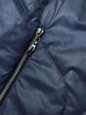 Granatowa dwukolorowa wyszczuplająca przejściowa genialnie pikowana kurtka plus size