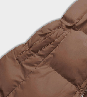 Beżowy bezrękawnik z kapturem puchowy