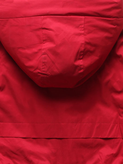 Ciemnoczerwona damska przejściowa kurtka parka z kapturem