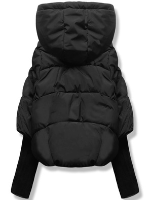 Czarna unikalna damska pikowana kurtka z długimi ściągaczami