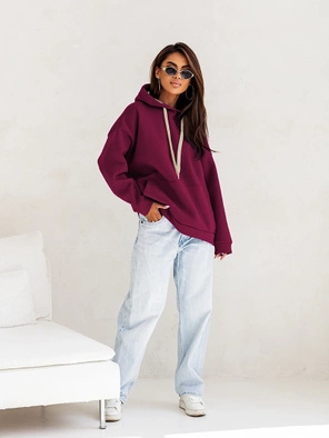 Fioletowa fantastyczna gruba ciepła bluza kangurka 