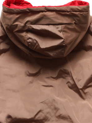 Czerwony pikowany bezrękawnik kamizelka z kapturem stójka