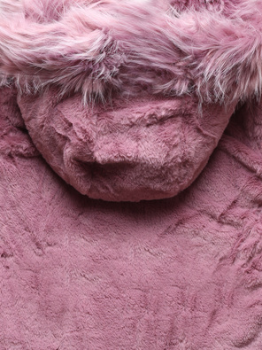 Różowa dwustronna zimowa kurtka damska pikowana w karo