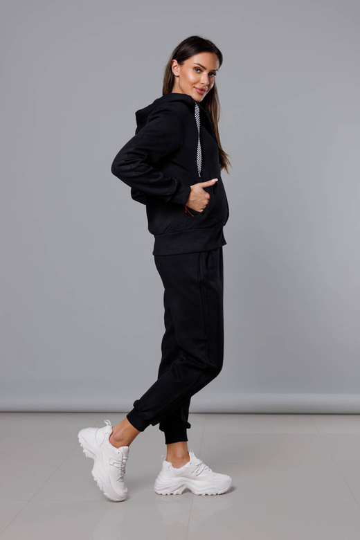 Czarny dres komplet fitness z kapturem