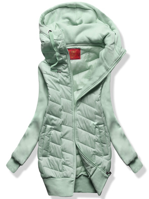 Pistacjowa czadowa bluza kurtka z łączonych materiałów z kapturem