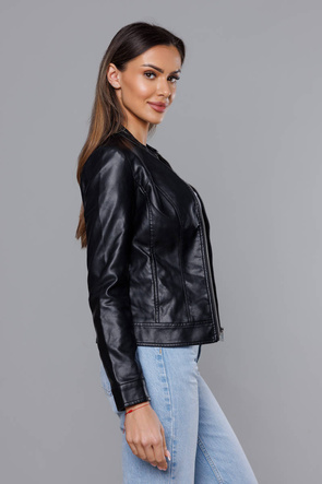 Czarna gładka kurtka ekoskóra ramoneska