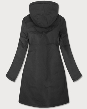 Grafitowo-różowa przejściowa dwustronna damska kurtka z kapturem