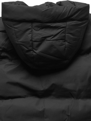 Czarny pikowany bezrękawnik z kapturem