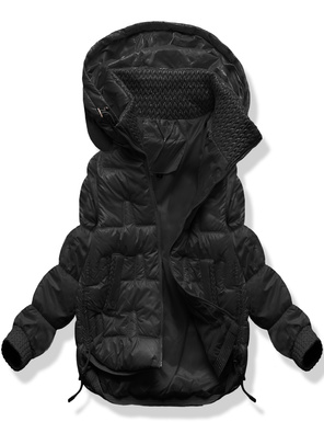 Czarna damska unikalnie pikowana kurtka ze ściagaczami