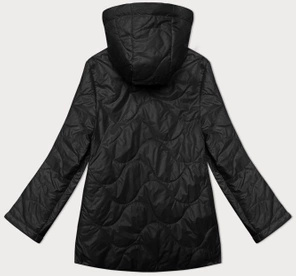 Czarna lekka przejściowa damska kurtka z kapturem PLUS SIZE