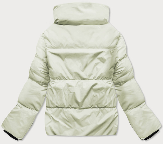 Seledynowa krótka puchowa kurteczka ze stójką