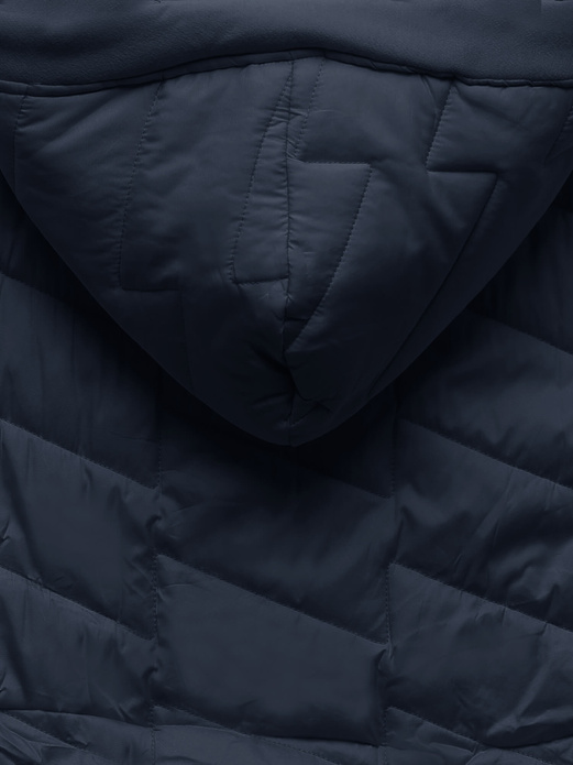 Granatowa czadowa bluza kurtka z łączonych materiałów z kapturem