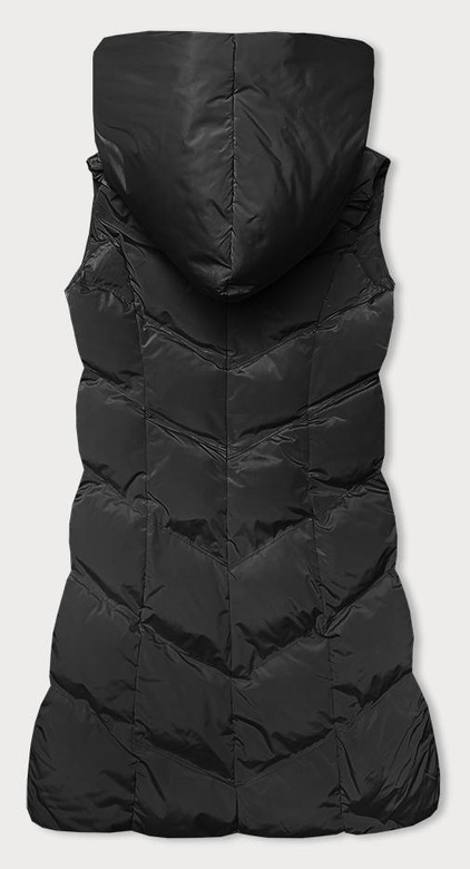 Czarny pikowany bezrękawnik kamizelka z kapturem