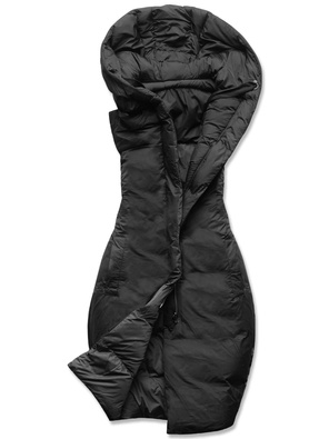 Czarna dwustronna kamizelka bezrękawnik z kapturem