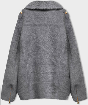 Szara wełniana damska kurtka alpaka