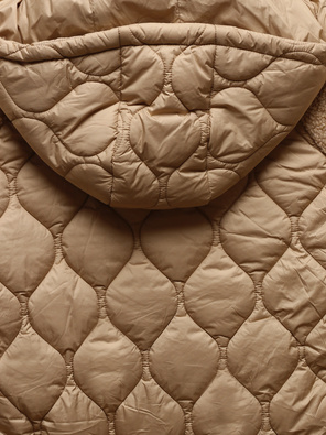 Beżowa długa fantastyczna damska kurtka baranek 