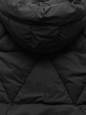 Czarna damska pikowana kurtka z unikalnym kapturem