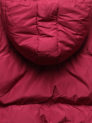 Bordowa genialna krótka zimowa damska kurtka puffer