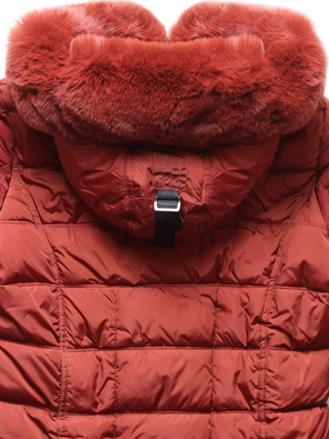 Brązowa kurtka zimowa - płaszczyk na bardzo ciepłym misiu z modnym futerkiem przy kapturze 