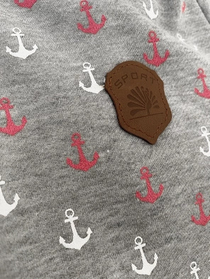 Szara damska rozpinana długa bluza w kotwice