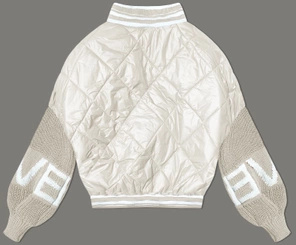 Nude kurtka damska bomberka ze swetrowymi rękawami fashion