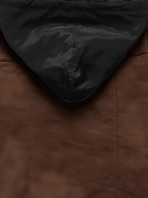 Brązowa świetna krótka bluza damska z kapturem zapinana na guziki