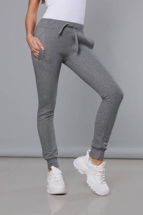 Grafitowe damskie dresowe spodnie casualowe z kieszeniami i ściągaczem